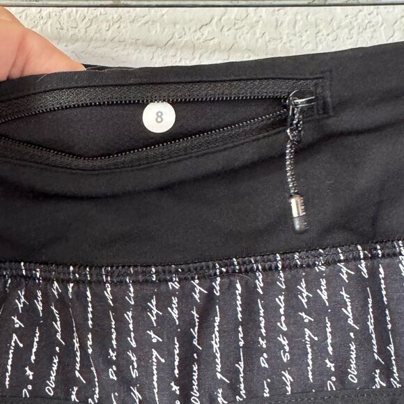 Lululemon Speed Up Shorts 2.5” Low-Rise Sz 8 Manifesto Script Print Running Gym - Picture 4 of 4
